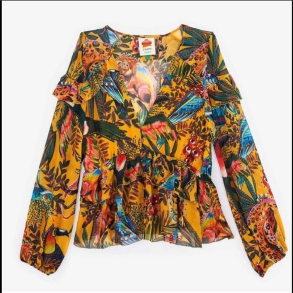 FARM Rio Multicolor Tropical Print Blouse